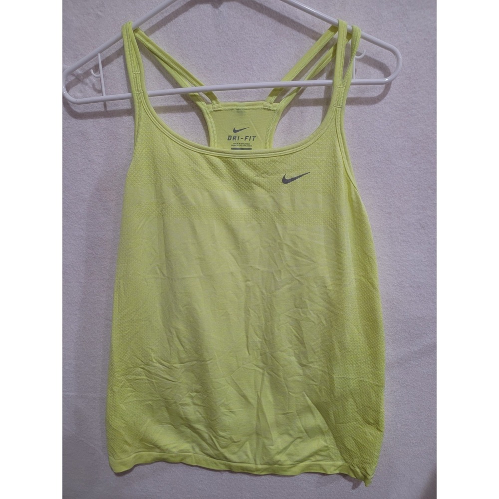 Nike Women's DRI-FIT Training Racerback Tank Top Textured Neon yellow Size L‎